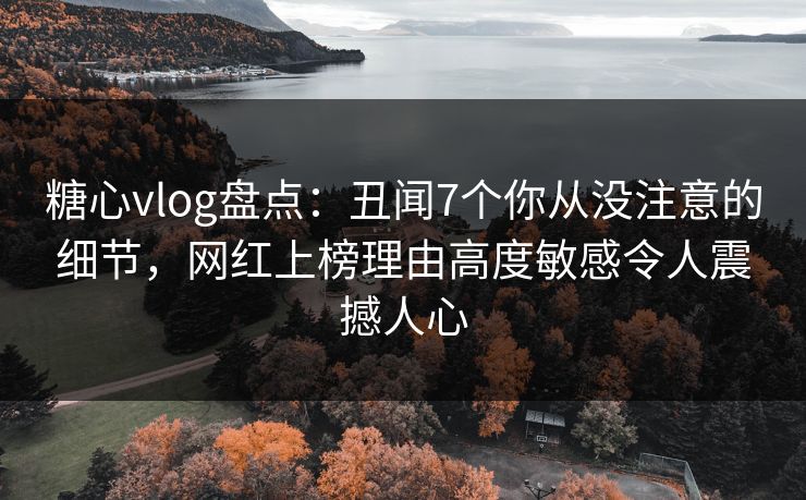 糖心vlog盘点：丑闻7个你从没注意的细节，网红上榜理由高度敏感令人震撼人心