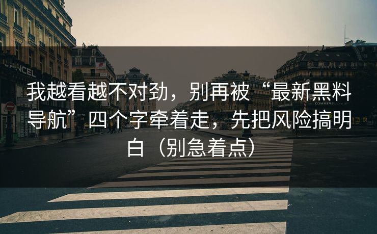 我越看越不对劲，别再被“最新黑料导航”四个字牵着走，先把风险搞明白（别急着点）