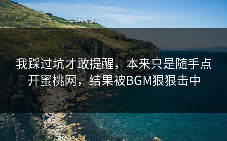 我踩过坑才敢提醒，本来只是随手点开蜜桃网，结果被BGM狠狠击中