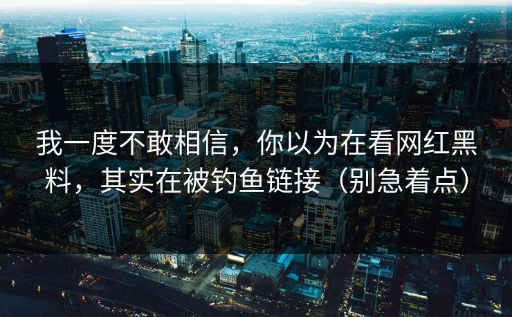 我一度不敢相信，你以为在看网红黑料，其实在被钓鱼链接（别急着点）