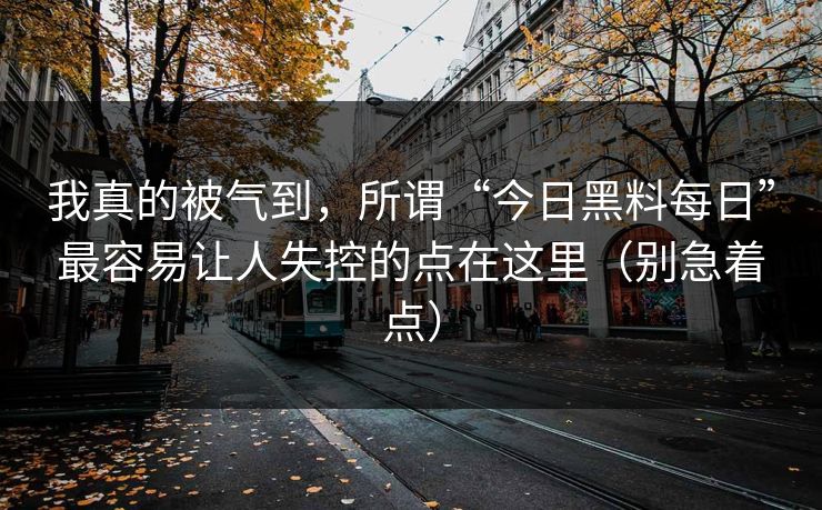 我真的被气到，所谓“今日黑料每日”最容易让人失控的点在这里（别急着点）